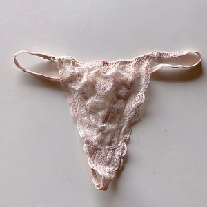 Victoria’s Secret Lace Thong Nude and Pink Large